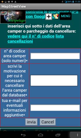 cancellazione area camper