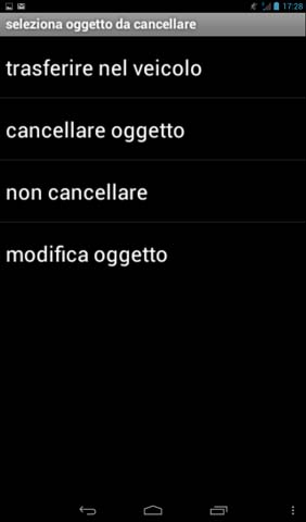 menu Oggetti Previsti